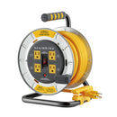 LINK2HOME 50 FT 12/3AWG 13AMP METAL EXTENSION CORD REEL EM-CG-500BY - YELLOW - Brand New