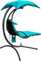 BALANCEFROM HANGING CURVED CHAISE LOUNGE CHAIR SWING - AQUA - Like New