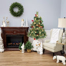 COWIN 25IN ARTIFICIAL CHRISTMAS TREES SET 2 PRE-LIT MINI 30 LED LIGHTS - GREEN - Like New