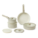 Amazon Basics Ceramic Nonstick Pots and Pans Set, 11 Piece, Linen Gray - Like New