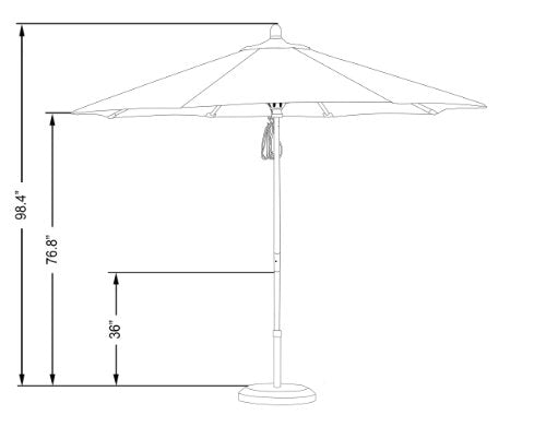 California Umbrella 9' Round Hardwood Frame Market Umbrella, STAINLESS STEEL - Like New