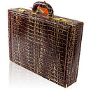 Marino Orlandi Men's Large Italian Designer Viceroy Briefcase - Mocha Alligator - Brand New