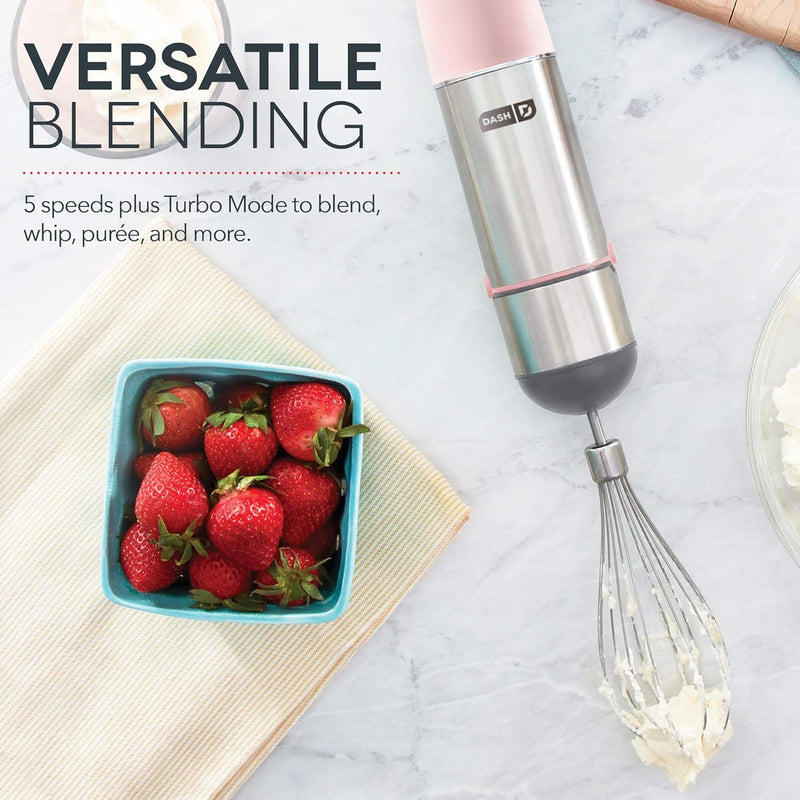 DASH CHEF SERIES IMMERSION HAND BLENDER 5 SPEED STICK BLENDER BLADES - PINK - Like New