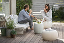 Keter Urban Knit Pouf Ottoman Set of 2, Storage Table, Casual, Grey-White - Like New