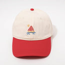 FRASIER STERLING EMBROIDERED SAILBOAT CAP - CREAM / RED - Brand New