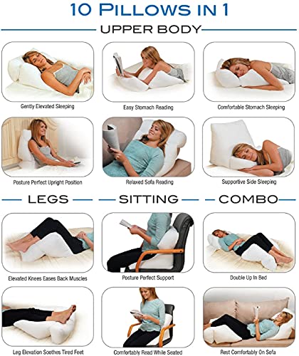 CONTOUR FLIP PILLOW 10-IN-1 REST POSITIONS WEDGE PILLOW 30-600V - WHITE - Like New