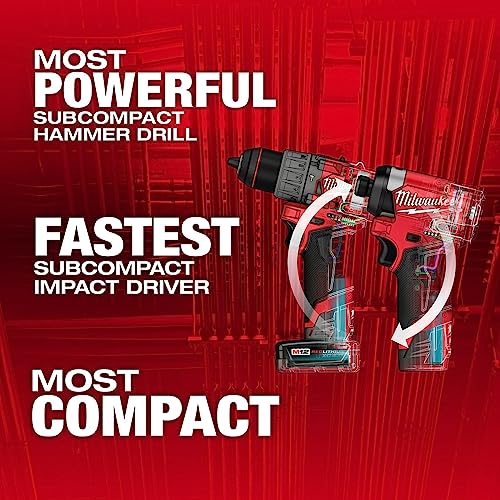 MILWAUKEE M12 FUEL 12-VOLT LITHIUM-ION CORDLESS HAMMER DRILL/IMPACT -RED/BLACK - Like New