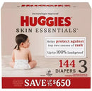HUGGIES SKIN ESSENTIALS DIAPERS SUPER PACK. SIZE: 3-4 (16-28 LB) 144 COUNT - Brand New