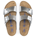 BRIKENSTOCK ARIZONA SOFT FOOTBED SANDALS - MEN 10 WOMEN 12 - METALLIC SILVER - Like New