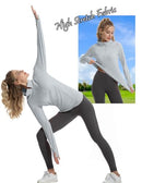 FKEEP Women Long Sleeve Quick Dry Athletic Shirt UPF 50+ Top Thumbholes - Gray - Brand New