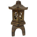 FLEUR DE LIS LIVING 9.5" SOLAR RESIN TEMPLE - BROWN - Like New