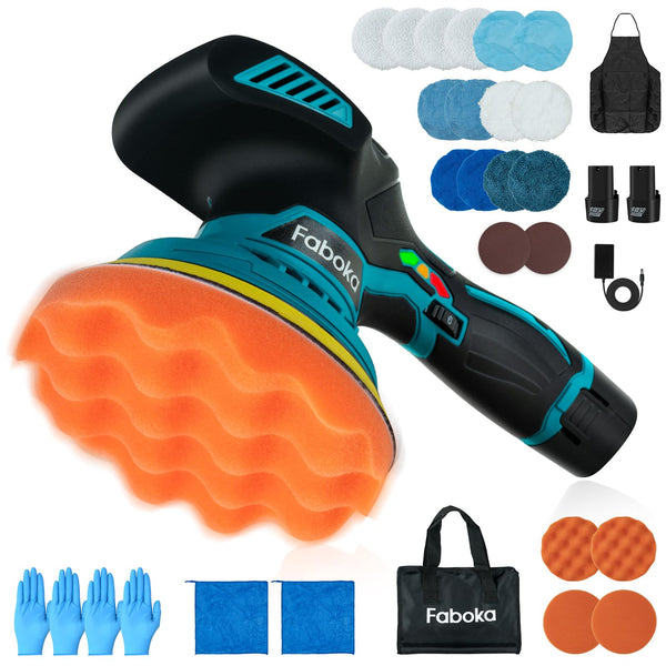 FABOKA 6 INCH CORDLESS BUFFER POLISHER 12V DUAL-ACTION ORBITAL FA001 - BLUE - Like New