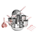 PARIS HILTON STAINLESS STEEL POTS PANS SET STAY-COOL PINK HANDLES - PINK - Like New
