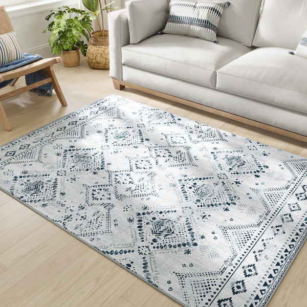 SONGMICS HOME AREA RUG, 5X7 FT RUG FOR BEDROOM, MACHINE WASHABLE - MIDNIGHT BLUE - Brand New