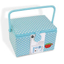Dritz Large Sewing Basket Kit - Aqua Dots - Brand New