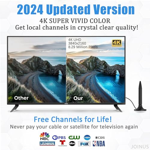 JOINUS TV ANTENNA SMART TV, CLEAR 4K HD DIGITAL SIGNAL BOOSTER, 10FT - BLACK - Like New