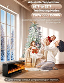 GINOST 50" ELECTRIC FIREPLACE INSERTS AND WALL MOUNTS - BLACK - Like New