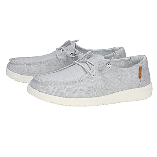 121413058 HEY DUDE WENDY SLIP-ON WOMEN'S SHOE CHAMBRAY/ LIGHT GRAY SIZE 6 New