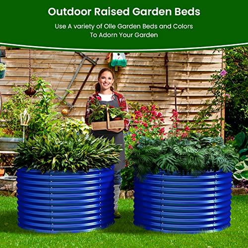 OLLE 32" TALL GALVANIZED GARDEN BED FOR FLOWER PLANTER MC220524000003 - BLUE - Like New