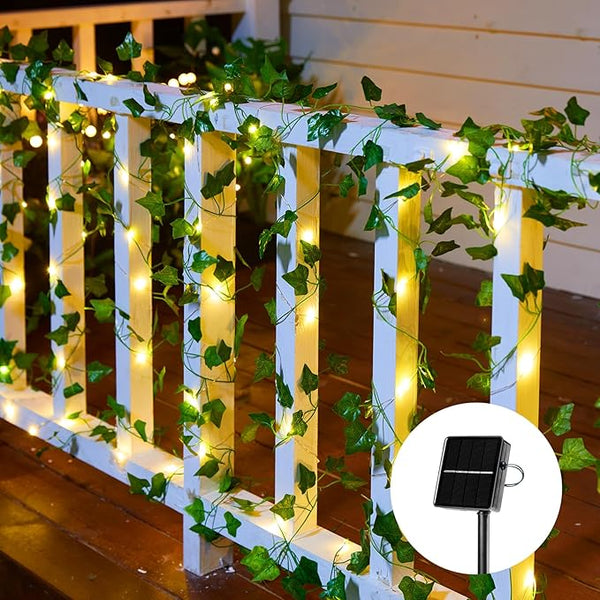 BRIGHTOWN - SOLAR FAIRY LIGHTS OUTDOOR 33FT SOLAR STRING LIGHTS WITH IVY - GREEN Like New