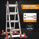 SOCTONE LADDER A FRAME 4 STEP EXTENSION LADDER 14.5 FT ZL1104 - Gray - Like New