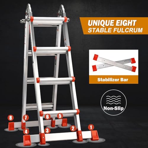 SOCTONE LADDER A FRAME 4 STEP EXTENSION LADDER 14.5 FT ZL1104 - Gray - Like New