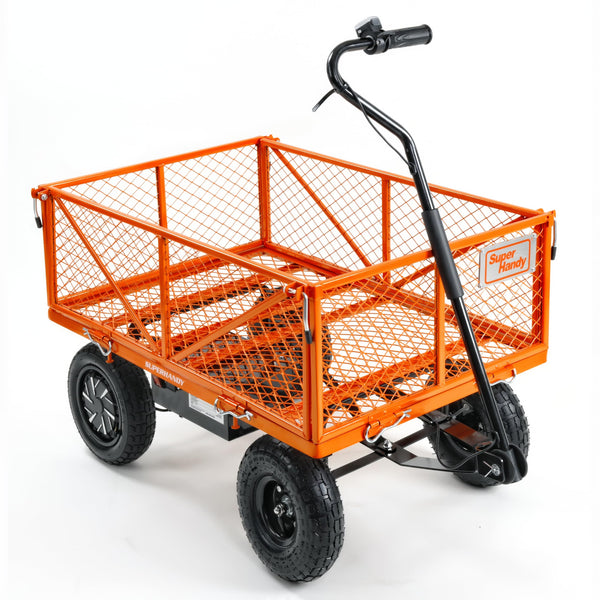 SuperHandy Electric-Assist Garden Cart, 5.7 Cubic Ft Utility Wagon - Orange - Like New