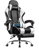 GTPLAYER GAMING CHAIR COMPUTER CHAIR WITH FOOTREST AND LUMBAR SUPPORT - WHITE - Like New