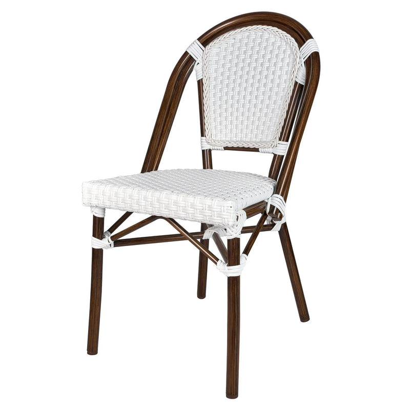 CHIVARI ARMLESS FRENCH BISTRO PATIO DINING CHAIR 2 CHAIR BUNDLE - WHITE - Like New
