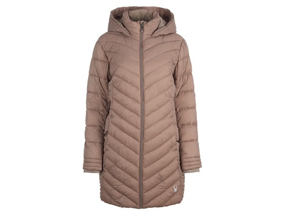 SPYDER WOMEN'S BOUNDLESS LONG PUFFER COAT - SIZE: WOMEN S - CINDER - Brand New