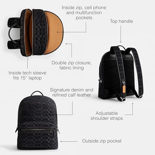 COACH CHARTER BACKPACK IN SIGNATURE DENIM CR762 - BLACK DENIM - Brand New