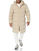 AMAZON ESSENTIALS MENS HOODED LONG PUFFER COAT - SIZE: MEN 2XL - TAN - Brand New