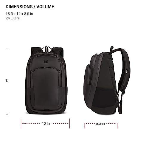 8171204416 SwissGear MetroEdge 18.5" Backpack, 8171204416, Black/Charcoal - Brand New
