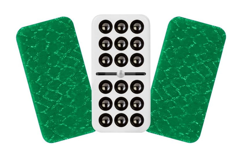 BENE CASA - GREEN DOUBLE NINE HIGH GLOSS DOMINOES SET - INCLUDES 55 DOMINOES - Like New