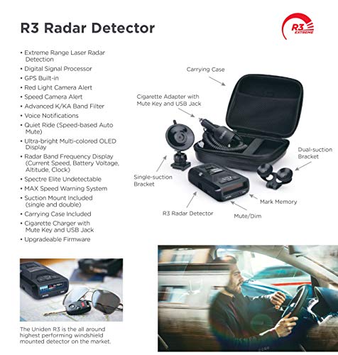 UNIDEN R3 EXTREME LASER/RADAR DETECTOR RECORD SHATTERING PERFORMANCE - BLACK Like New