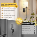 BOSCEOS 24.8" Battery Operated Wall Sconces Set, 2 Lights, 2 Bulbs L2018-1BK-BLK - Brand New