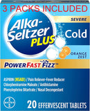 3-Pack: Alka-Seltzer Plus Severe Cold PowerFast Fizz Tablets (60 total) New