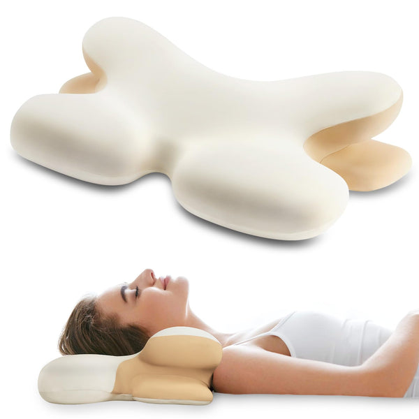 DONAMA Cervical Neck Pillow Ergonomic Contour Orthopedic Pillow - Khaki - Like New