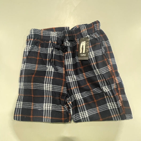 YUNA PAJAMA PANTS WOMENS MULTI PLAID ELASTIC WAIST - SIZE: XL/2XL - BLUE/ORANGE - Brand New