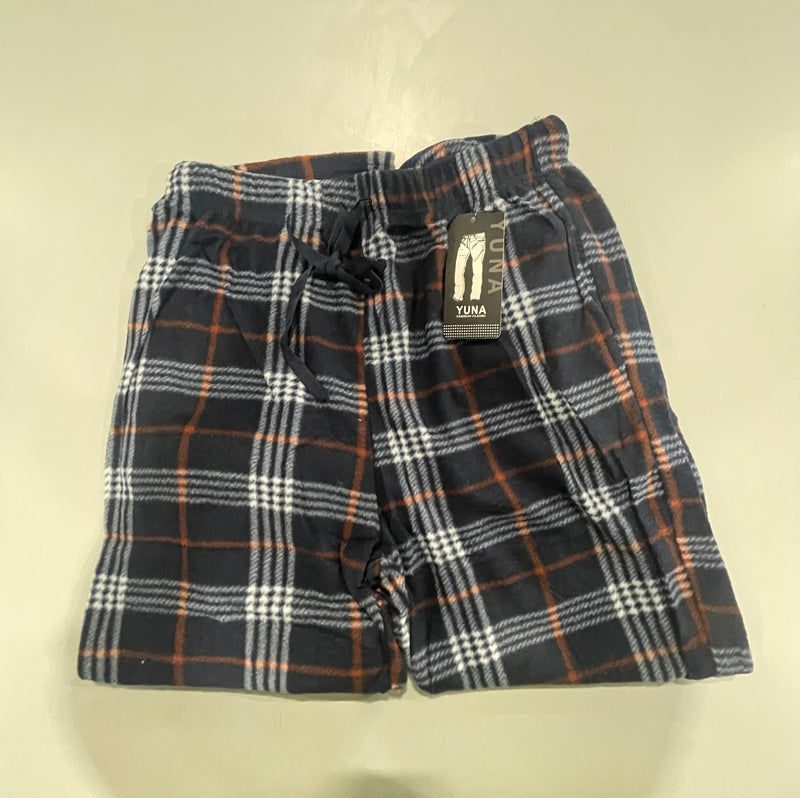 YUNA PAJAMA PANTS WOMENS MULTI PLAID ELASTIC WAIST - SIZE: XL/2XL - BLUE/ORANGE - Brand New