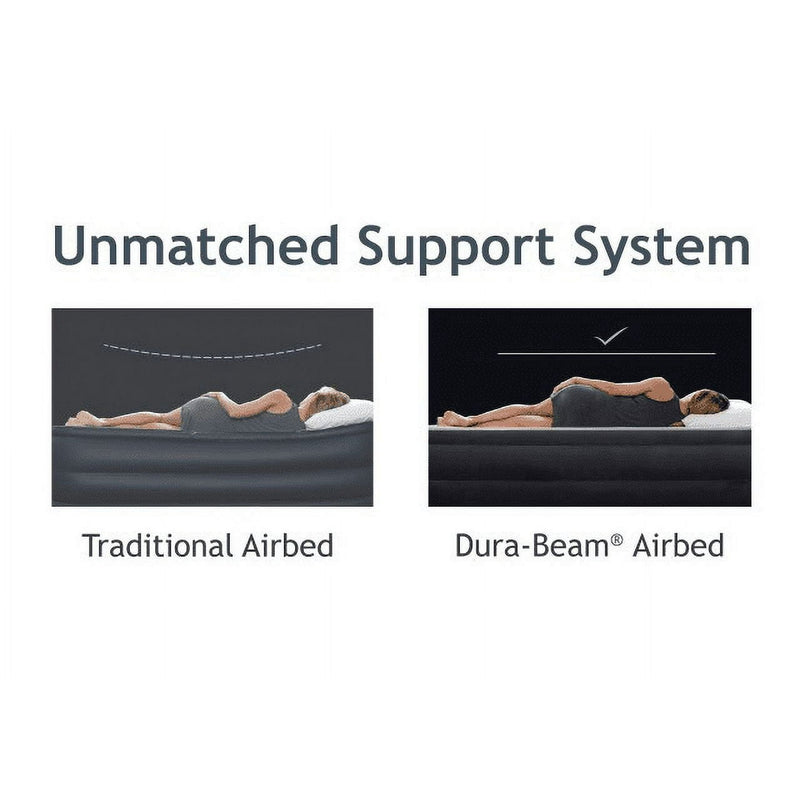 INTEX QUEEN 20 INCH DURA-BEAM DELUXE RAISED AIR BED MATTRESS - LIGHT BLUE - Like New