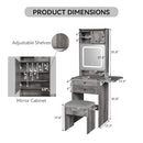 ARTETHYS FARMHOUSE SMALL VANITY DESK SET WITH MIRROR CABINET COMPACT - GRAY - Like New