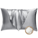 BHZ Grey Satin Goose Down Feather Pillows King Size with Satin Pillowcase - Brand New