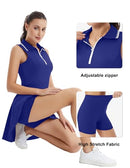 FKEEP WOMEN'S TENNIS GOLF DRESS SPORT V-NECK SHORTS POCKET SAPPHIRE BLUE L - Brand New