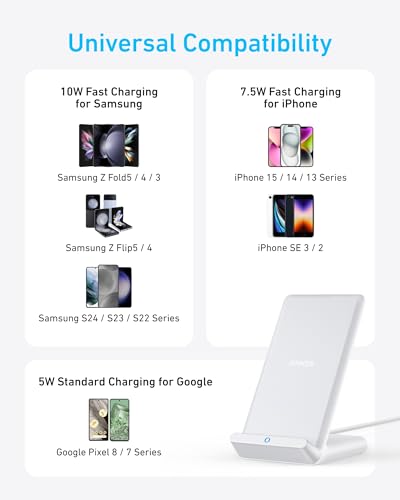 ANKER 313 WIRELESS CHARGER STAND QI-CERTIFIED 10W (NO AC ADAPTER) - WHITE - Like New