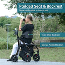 ELENKER ALL TERRAIN ROLLATOR WALKER TRANSPORT WHEELCHAIR COMBO 2 IN 1 - BLACK - Like New
