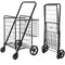 SUPER DEAL FOLDING SHOPPING CART WHEELS DOUBLE BASKET FOR GROCERIES - BLACK - Like New