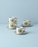 LENNOX HOLIDAY ESPRESSO CUP & SAUCER, S/4, 2.45 - WHITE - Like New