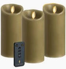 LUMINARA 3-PIECE FLAMELESS 6.5" PILLAR CANDLES WITH REMOTE (SAGE) - Like New