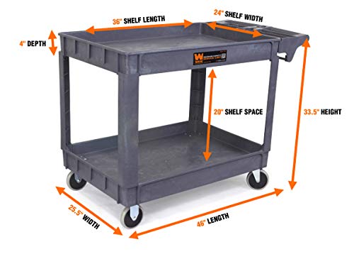 WEN 500-POUND CAPACITY 46 BY 25.5-INCH EXTRA WIDE SERVICE UTILITY CART BLACK - Like New